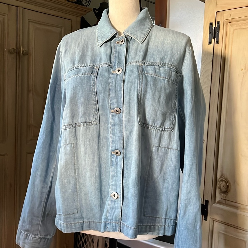 Lightweight Jean jacket. JJill medium. Linen cotton blend.